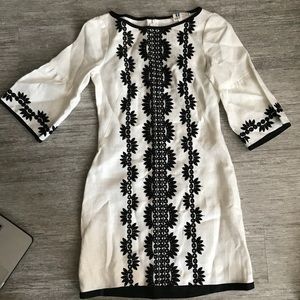 Nanette Lepore Embroidered Linen Shift Dress Sz 0